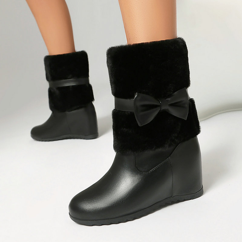 Women Black White Winter Snow  - Snow Boot Fur Lined recension och pris