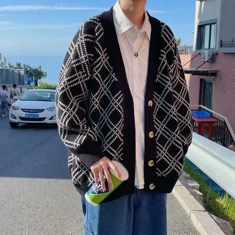 Men's Clothing Plaid Knit Swea - Winter Clothing Meme recension och pris
