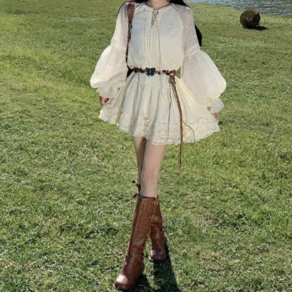 Sweet Embroidered O-neck Lace- - Winter Clothing Dress Up recension och pris