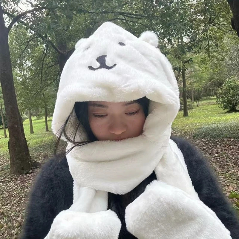 3 In 1 Plush Thick Hooded Hat  - Winter Clothing Accessories recension och pris