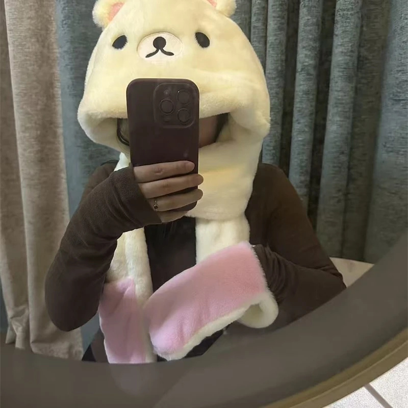 3 In 1 Plush Thick Hooded Hat  - Winter Clothing Accessories recension och pris